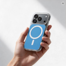 Case for iPhone 18 Pro / 17 Pro Clear Fusion Mag Cover compatible with MagSafe light blue