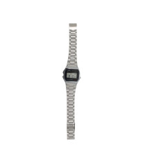 CASIO A158WA-1DF Vintažinis unisex skaitmeninis laikrodis su nerūdijančio plieno dirželiu, juodas / Silver