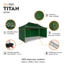 Prekybinė Palapinė 3x6 Žalia Zeltpro TITAN