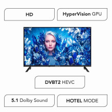 Manta MATV002LHN32 32" LED HD TV with S2 Tuner, DVBT2, HEVC / 265, USB, ARC, HDMI, CI+, Slim Design, B