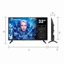 Manta MATV002LHN32 32" LED HD TV with S2 Tuner, DVBT2, HEVC / 265, USB, ARC, HDMI, CI+, Slim Design, B