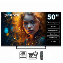 Manta MATV002LUV50 50" Smart VIDAA TV LED 4K UHD with S2 DVBT2 H Set-Top Box.265 / HEVC BT HDR Wi-Fi