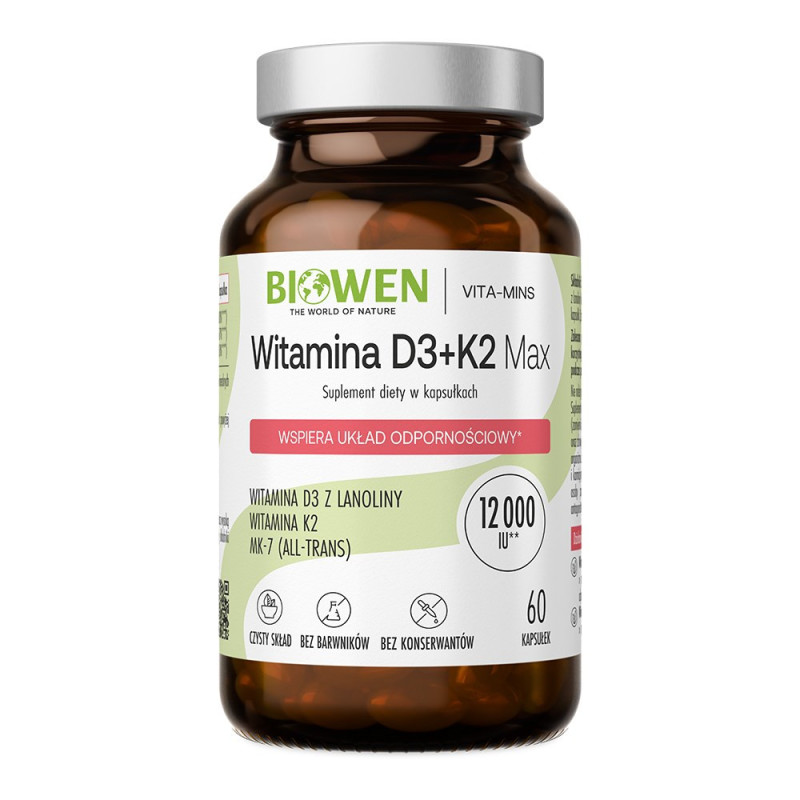 BIOWEN Vitamins D3 + K2 Max - food supplement for humans - 90 capsules
