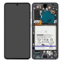 LCD screen Samsung G991 S21 5G with touch screen and frame Phantom Grey original (service pack)