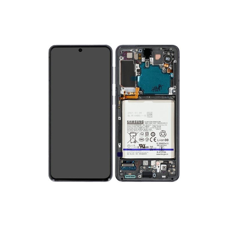 LCD screen Samsung G991 S21 5G with touch screen and frame Phantom Grey original (service pack)