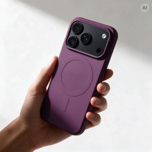 Case for iPhone 18 Pro Max / 17 Pro Max Silicone Mag Cover compatible with MagSafe (big hole) burgundy