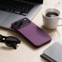 Case for iPhone 18 Pro Max / 17 Pro Max Silicone Mag Cover compatible with MagSafe (big hole) burgundy