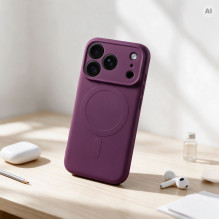 Case for iPhone 18 Pro Max / 17 Pro Max Silicone Mag Cover compatible with MagSafe (camera protection) burgundy