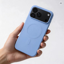 Case for iPhone 18 Pro Max / 17 Pro Max Silicone Mag Cover compatible with MagSafe (big hole) light blue