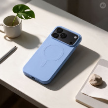 Case for iPhone 18 Pro Max / 17 Pro Max Silicone Mag Cover compatible with MagSafe (big hole) light blue
