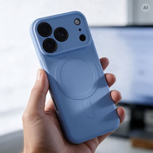 Case for iPhone 18 Pro Max / 17 Pro Max Silicone Mag Cover compatible with MagSafe (camera protection) light blue