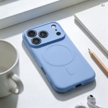 Case for iPhone 18 Pro Max / 17 Pro Max Silicone Mag Cover compatible with MagSafe (camera protection) light blue