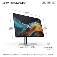 HP serijos 7 Pro 24 colių WUXGA monitorius – 724pn kompiuterio monitorius