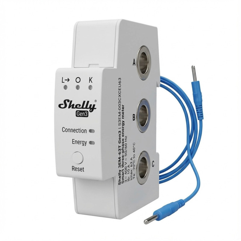 „Shelly Relay“ elektros skaitiklis „3EM-63T Gen3“
