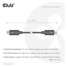 CLUB3D CAC-2501 „Thunderbolt“ laidas CLUB3D CAC-2501 „Thunderbolt“ laidas