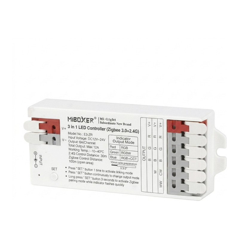 LED valdiklis E serijos 3in1 (RGB / RGB-W / RGB+CCT) Zigbee3.0 / 2.4G *Milight / Miboxer*