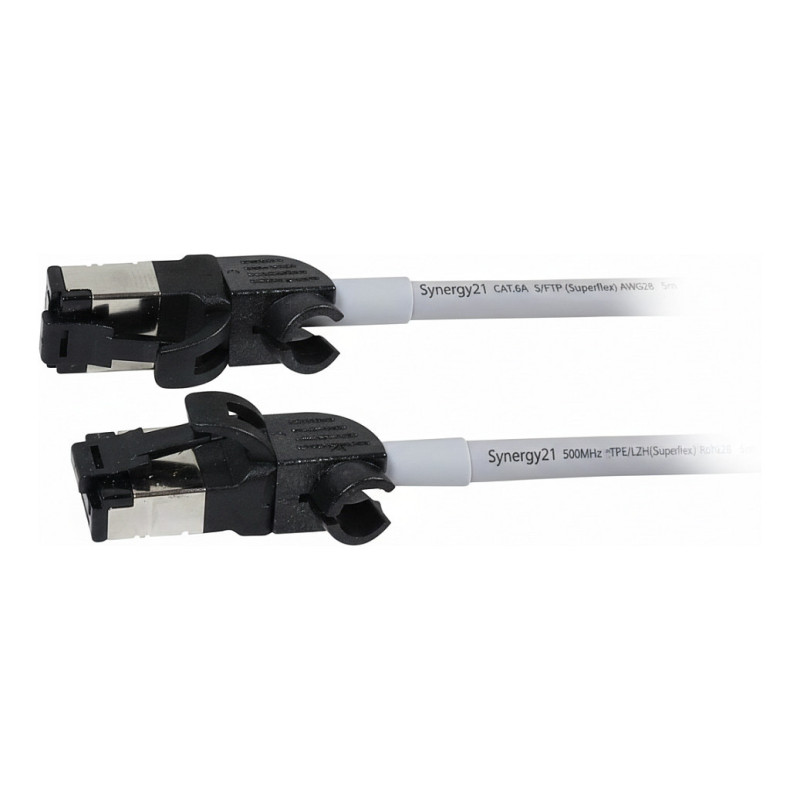 „Synergy21“ RJ45 jungiamasis kabelis, CAT6A 500MHz, 5 m, pilkas, S/FTP, plonas apvalus d 4,5 mm, TPE/LSZH (Superflex), A