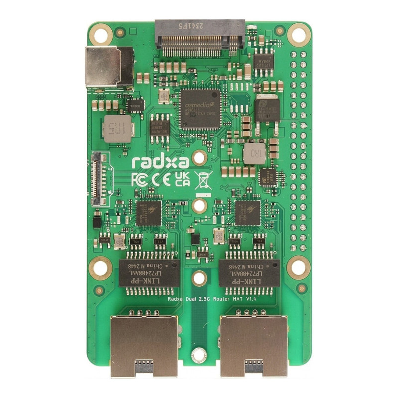 RADXA dvigubas 2,5 GB maršrutizatoriaus skrybėlė, M.2, Raspberry Pi 5, Radxa