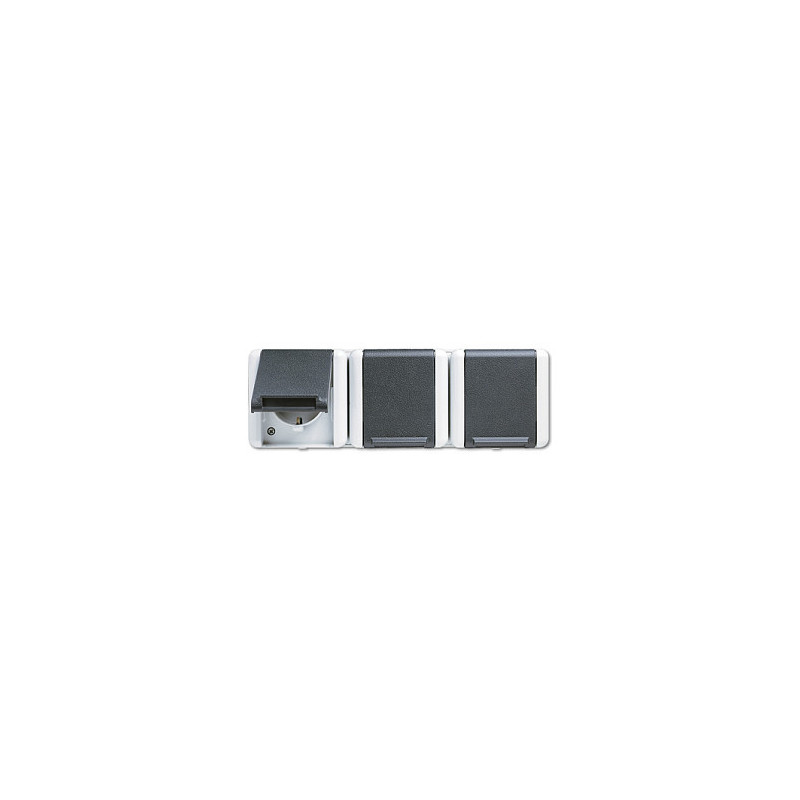Jung Schuko lizdas 3 krypčių 8230W WG800 IP44 horizontalus montavimas 5 laidininkai 8230W (8230W)