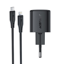 Įkroviklis Acefast A117 20W GaN USB-C + USB-C to Lightning 1.2m cable juodas Įkroviklis Acefast A117 20W GaN USB-C + USB-C to Lightning 1.2m cable juodas