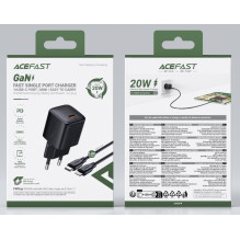Įkroviklis Acefast A117 20W GaN USB-C + USB-C to Lightning 1.2m cable juodas Įkroviklis Acefast A117 20W GaN USB-C + USB-C to Lightning 1.2m cable juodas