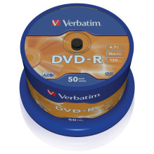 1x50 Verbatim DVD-R 4,7GB 16x Speed, matt silver