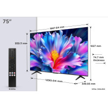 TV Set, TCL, 75 ", 4K Ultra HD, 3840 x 2160 pixels, Flat, 16:9, QLED, 75P6L