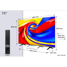 TV Set, TCL, 75 ", 4K Ultra HD, 3840 x 2160 pixels, Flat, 16:9, QLED, 75QLED780L