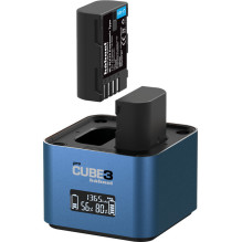 Fotoaparato Baterijų Įkroviklis - Hähnel ProCube 3 Twin Panasonic USB-C PD 30 W Su LCD Ekranu Ir AA Dėklu