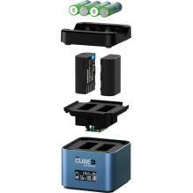 Fotoaparato Baterijų Įkroviklis - Hähnel ProCube 3 Twin Panasonic USB-C PD 30 W Su LCD Ekranu Ir AA Dėklu
