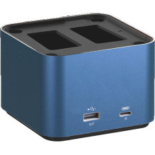 Fotoaparato Baterijų Įkroviklis - Hähnel ProCube 3 Twin Panasonic USB-C PD 30 W Su LCD Ekranu Ir AA Dėklu