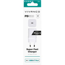 USB Įkroviklis - Vivanco USB-C PD 3.0 20 W Įkroviklis, Balta USB Įkroviklis - Vivanco USB-C PD 3.0 20 W Įkroviklis, Balta