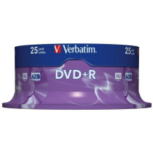 Įrašomas DVD - Verbatim DVD+R 4,7 GB 16x 25 vnt. Matinė Sidabrinė Įrašomas DVD - Verbatim DVD+R 4,7 GB 16x 25 vnt. Matinė Sidabrinė