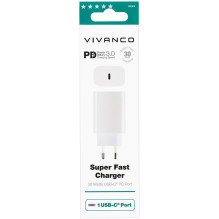 Wall Charger - Vivanco 30W USB-C PD3 Charger, White