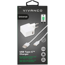 USB Įkroviklis - Vivanco USB-C Įkroviklis 3 A 1,2 m Baltas