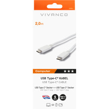 USB-C Laidas - Vivanco USB-C Į USB-C 2 M E-Marker Laidas 45354