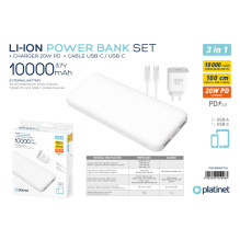 Išorinė Baterija - Platinet PMPB10SETW 10 000 mAh Balta Išorinė Baterija - Platinet PMPB10SETW 10 000 mAh Balta