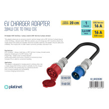 Elektromobilio Įkrovimo Adapteris - Platinet EV_A11C35MC CEE 16A Adapteris 20 cm 3,6 kW 16 A Elektromobilio Įkrovimo Adapteris - Platinet EV_A11C35MC CEE 16A Adapteris 20 cm 3,6 kW 16 A