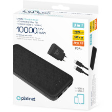 Išorinė baterija - Platinet PMPB10SETB 10 000 mAh Juoda Išorinė baterija - Platinet PMPB10SETB 10 000 mAh Juoda