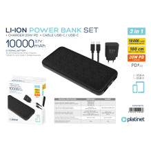 Išorinė baterija - Platinet PMPB10SETB 10 000 mAh Juoda Išorinė baterija - Platinet PMPB10SETB 10 000 mAh Juoda