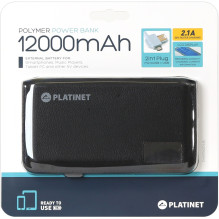 Išorinė baterija - Platinet Omega Leather 12 000 mAh LCD 2,1 A Li-Po Su "MicroUSB" Laidu