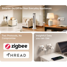 Išmanusis Kištukas - Aqara H2 EU SP-P05E Thread Zigbee 16 A 3 680 W LED