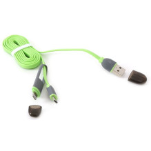 USB Laidas - Platinet USB-MicroUSB / "Lightning" Laidas 1 m Žalias