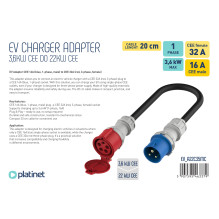 Elektrinės Transporto Priemonės Įkrovimo Adapteris - Platinet EV_A22C35MC CEE 32A Į CEE 16A Elektrinės Transporto Priemonės Įkrovimo Adapteris - Platinet EV_A22C35MC CEE 32A Į CEE 16A