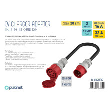 Elektromobilių Įkrovimo Adapteris - Platinet EV_A11C22MC CEE 16A Į CEE 32A Adapteris
