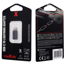 USB Adapteris - Maxlife USB-C-"Lightning" Adapteris Juodas