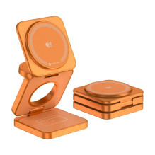 FORCELL AluFold Pro Qi 2.2 25W 3in1 Ultra-Fast Wireless Desk Charger for iPhone and Samsung compatible with MagSafe, App