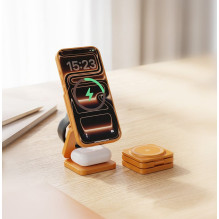 FORCELL AluFold Pro Qi 2.2 25W 3in1 Ultra-Fast Wireless Desk Charger for iPhone and Samsung compatible with MagSafe, App