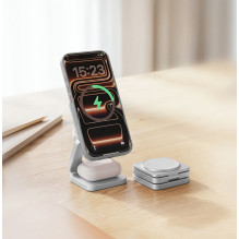 FORCELL AluFold Pro 3in1 Qi 2.2 25W Ultra-Fast Wireless Desk Charger for iPhone and Samsung compatible with MagSafe, App