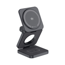 FORCELL AluFold Pro 3in1 Qi 2.2 25W Ultra-Fast Wireless Desk Charger for iPhone and Samsung compatible with MagSafe, App
